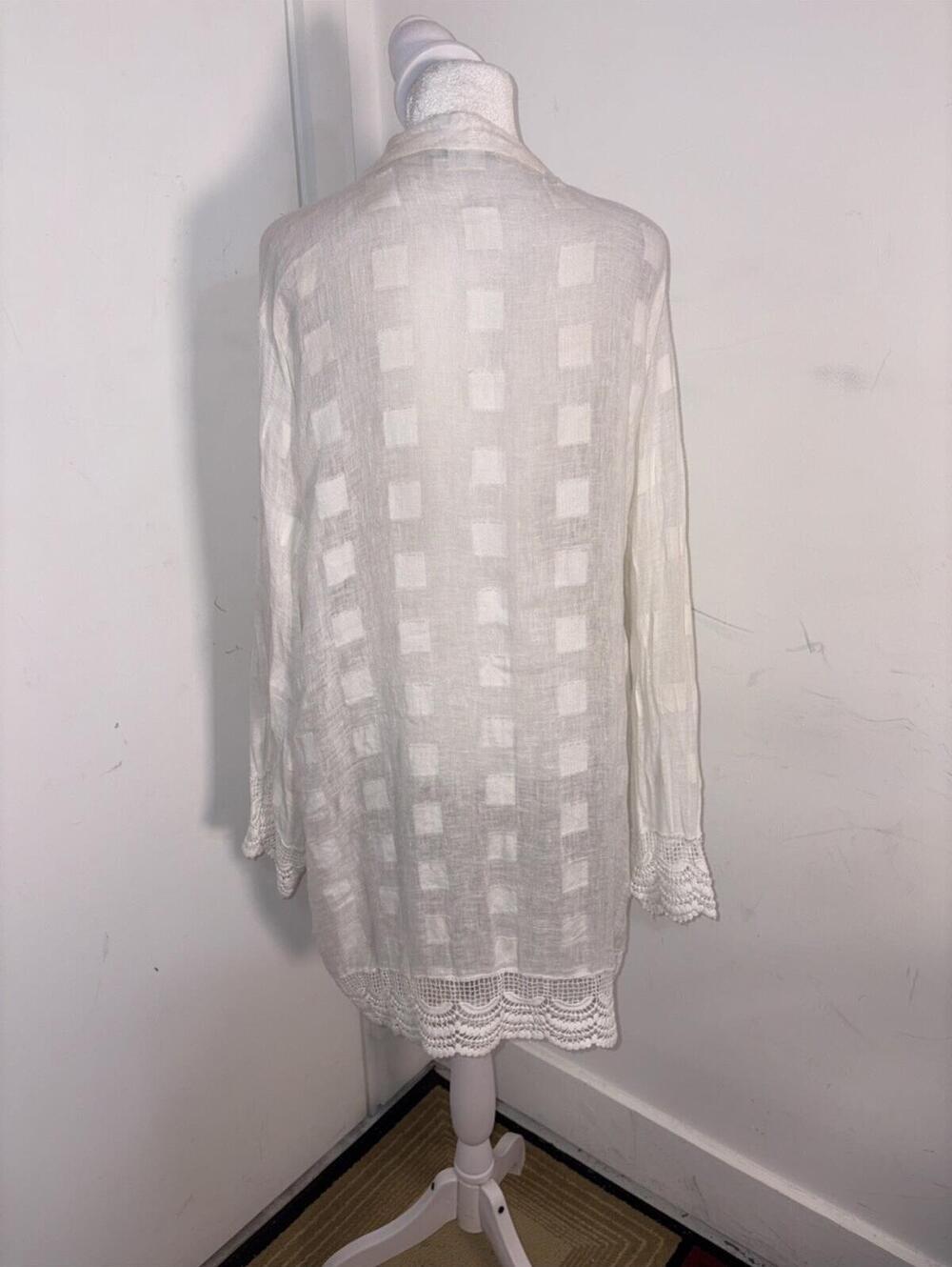 Elizabeth Hurley Beach Coverup Linen/Cotton India White Boho Sexy One Size Lace - Picture 7 of 13